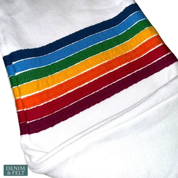 Aviator Nation Rainbow Stitch White Sweatpants Retro Joggers Lounge Pants - Picture 10 of 15